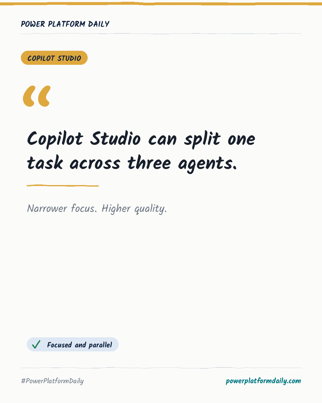 News-Karte: Copilot Studio can split one task across three agents.