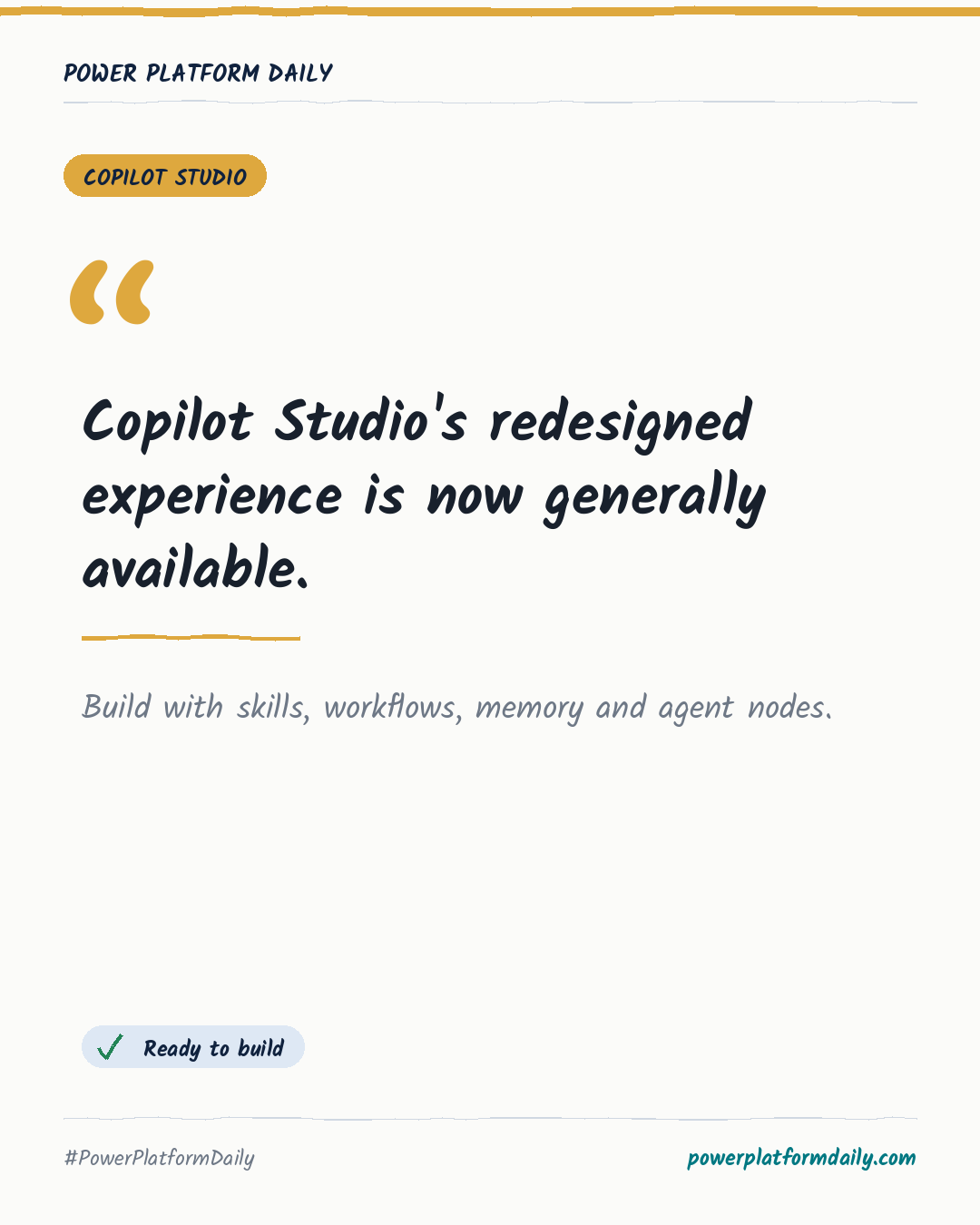News-Karte: Copilot Studio's redesigned experience is now generally available.
