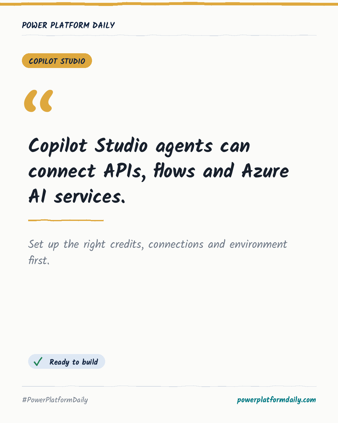 News-Karte: Copilot Studio agents can connect APIs, flows and Azure AI services.