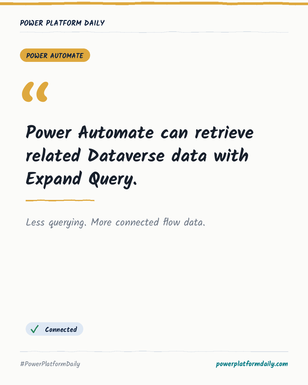 News card: Power Automate can retrieve related Dataverse data with Expand Query.