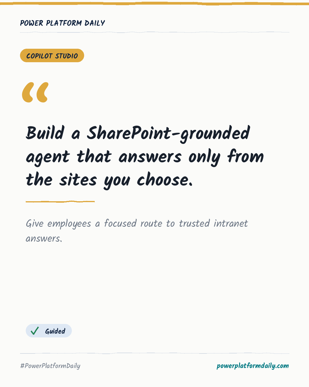 News-Karte: Build a SharePoint-grounded agent that answers only from the sites you choose.